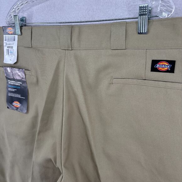 DICKIES Pants Mens 40x32 877 Relaxed Fit Work Flannel Lined Twill Beige NEW - Picture 7 of 16